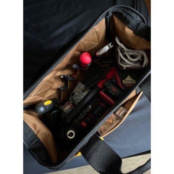 Midweight, Durable Water-Resistant, Tool Storage Bag, Brown, Medium - Picture 2 of 2